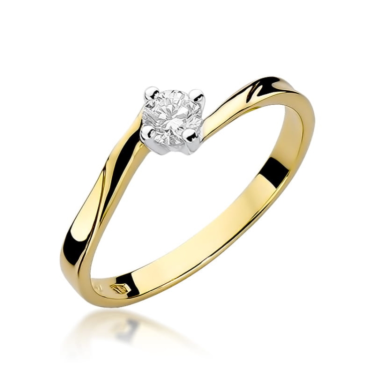 Pierścionek zaręczynowy z żółtego złota z diamentem 0,20ct Fire Of Love BW-243