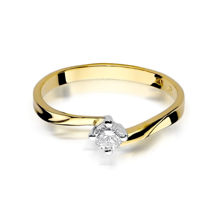 Pierścionek zaręczynowy z żółtego złota z diamentem 0,20ct Fire Of Love BW-243