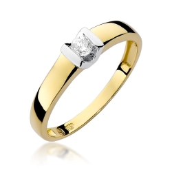 Pierścionek zaręczynowy z żółtego złota z diamentem 0,10ct Fire Of Love BW-249