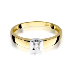 Pierścionek zaręczynowy z żółtego złota z diamentem 0,10ct Fire Of Love BW-249