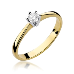Pierścionek zaręczynowy z żółtego złota z diamentem 0,15ct Fire Of Love GW-256