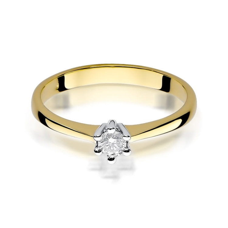 Pierścionek zaręczynowy z żółtego złota z diamentem 0,15ct Fire Of Love GW-256