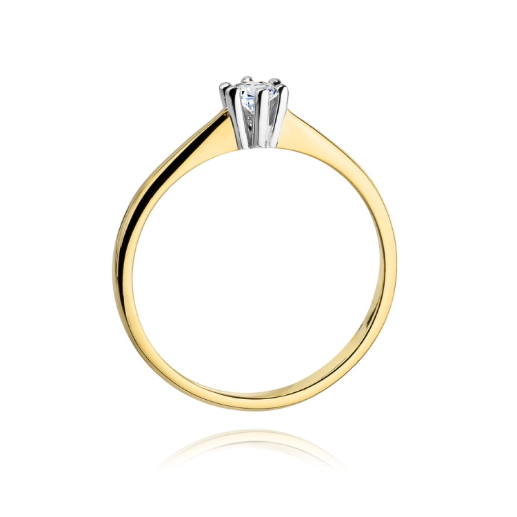 Pierścionek zaręczynowy z żółtego złota z diamentem 0,15ct Fire Of Love GW-256