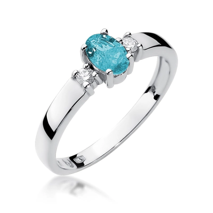 Pierścionek zaręczynowy z białego złota z topazem i diamentami 0,08ct Fire Of Love BW-264-topaz-b