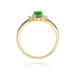 Pierścionek zaręczynowy z żółtego złota z szmaragdem i diamentami 0,08ct Fire Of Love BW-264-szmaragd