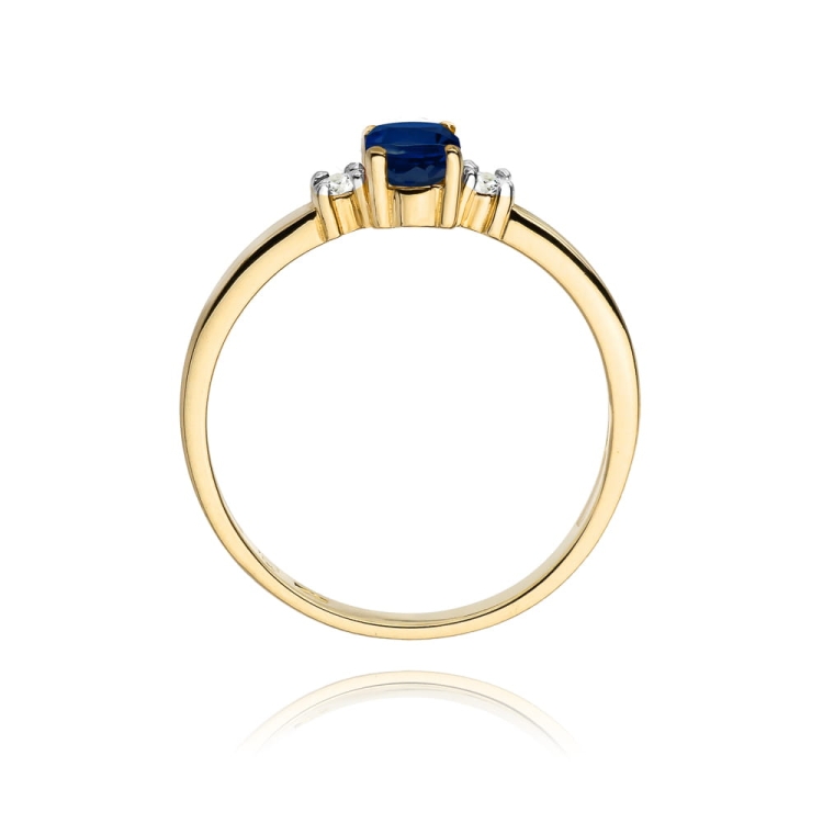 Pierścionek zaręczynowy z żółtego złota z szafirem i diamentami 0,08ct Fire Of Love BW-264-szafir