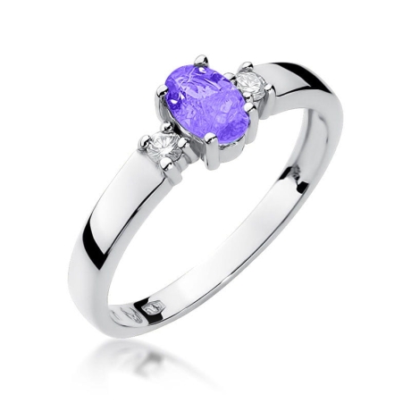 Przejdź do produktu Pierścionek zaręczynowy z białego złota z tanzanitem i diamentami 0,08ct Fire Of Love