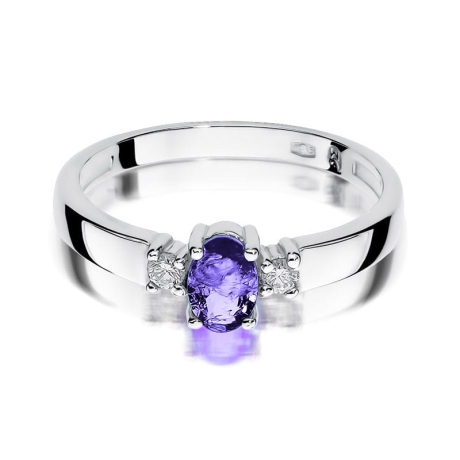 Przejdź do produktu Pierścionek zaręczynowy z białego złota z tanzanitem i diamentami 0,08ct Fire Of Love