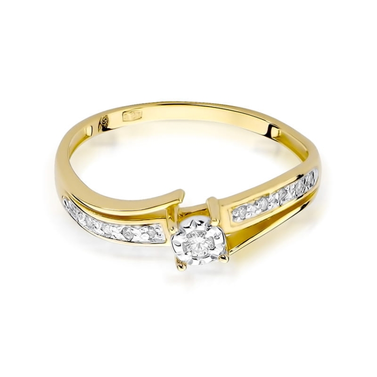 Pierścionek zaręczynowy z żółtego złota z diamentami 0,10ct Fire Of Love BW-269