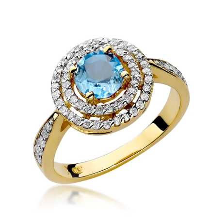 Przejdź do produktu Pierścionek zaręczynowy z żółtego złota z topazem i diamentami 0,38ct Fire Of Love