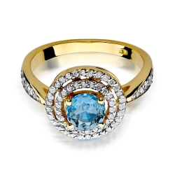 Pierścionek zaręczynowy z żółtego złota z topazem i diamentami 0,38ct Fire Of Love BW-274-topaz