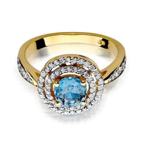 Przejdź do produktu Pierścionek zaręczynowy z żółtego złota z topazem i diamentami 0,38ct Fire Of Love