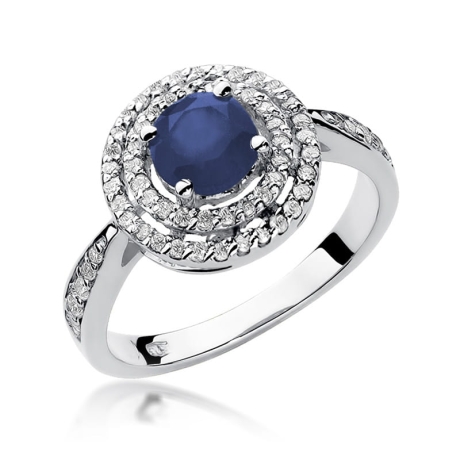 Przejdź do produktu Pierścionek zaręczynowy z białego złota z szafirem i diamentami 0,38ct Fire Of Love