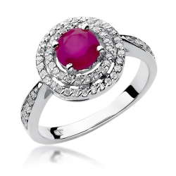 Pierścionek zaręczynowy z białego złota z rubinem i diamentami 0,38ct Fire Of Love BW-274-rubin-b