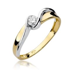 Pierścionek zaręczynowy z żółtego złota z diamentem 0,15ct Fire Of Love BW-278