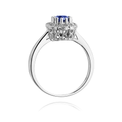 Pierścionek zaręczynowy z białego złota z tanzanitem i diamentami 0,17ct Fire Of Love BW-284-tanznait-b