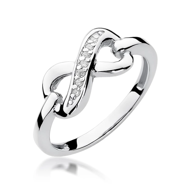 Pierścionek zaręczynowy z białego złota z diamentami 0,04ct Fire Of Love BW-285-b