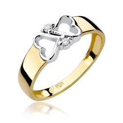 Pierścionek zaręczynowy z żółtego złota z diamentami 0,04ct Fire Of Love BW-286