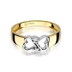 Pierścionek zaręczynowy z żółtego złota z diamentami 0,04ct Fire Of Love BW-286