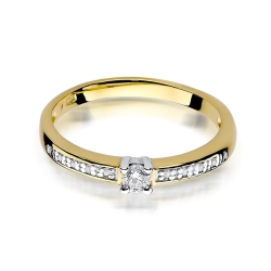 Pierścionek zaręczynowy z żółtego złota z diamentami 0,13ct Fire Of Love BW-288-0,13ct