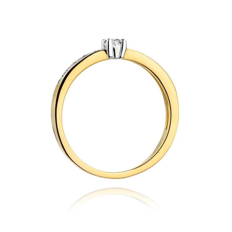 Pierścionek zaręczynowy z żółtego złota z diamentami 0,13ct Fire Of Love BW-288-0,13ct