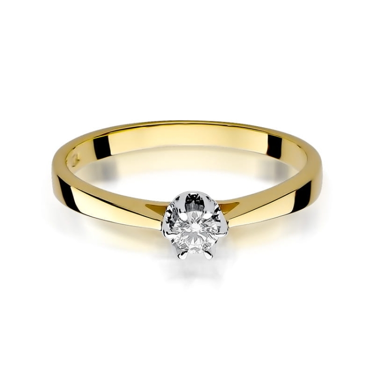 Pierścionek zaręczynowy z żółtego złota z diamentem 0,12ct Fire Of Love BW-295