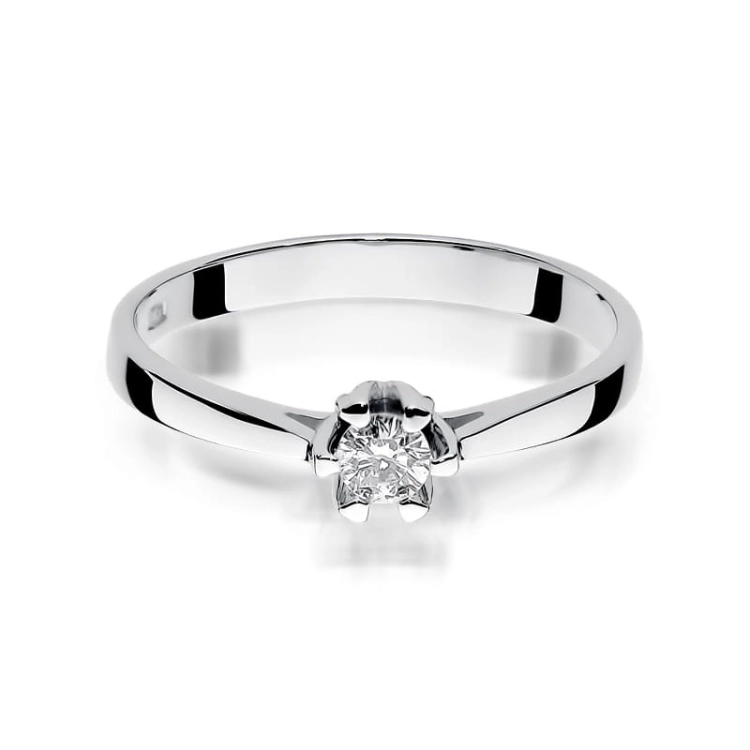 Pierścionek zaręczynowy z białego złota z diamentem 0,12ct Fire Of Love BW-299-b