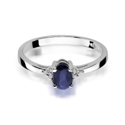 Pierścionek zaręczynowy z białego złota z szafirem i diamentami 0,05ct Fire Of Love BW-301-szafir-b