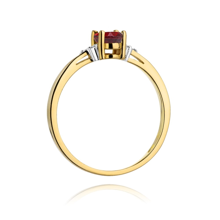Pierścionek zaręczynowy z żółtego złota z rubinem i diamentami 0,05ct Fire Of Love BW-301-rubin