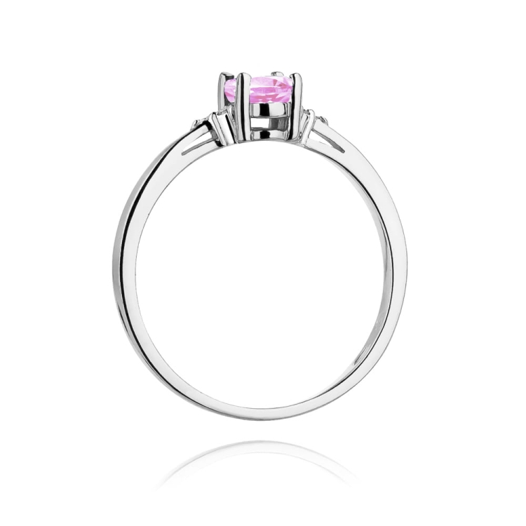 Pierścionek zaręczynowy z białego złota z różowym topazem i diamentami 0,05ct Fire Of Love  BW-301-różowy-topaz-b