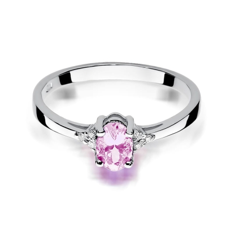 Przejdź do produktu Pierścionek zaręczynowy z białego złota z różowym topazem i diamentami 0,05ct Fire Of Love