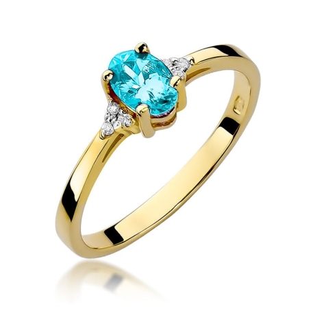 Przejdź do produktu Pierścionek zaręczynowy z żółtego złota z topazem i diamentami 0,05ct Fire Of Love
