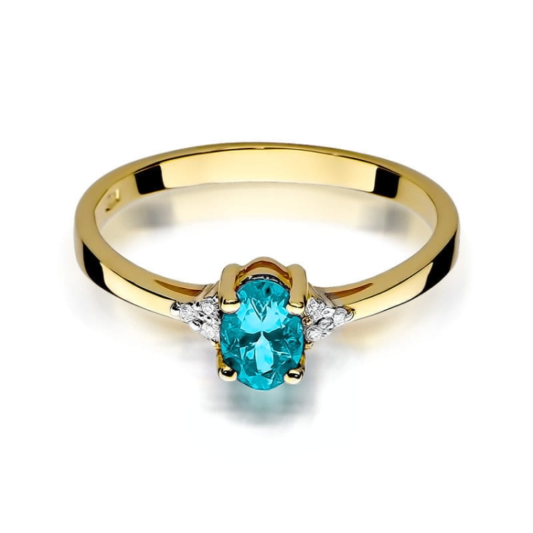 Pierścionek zaręczynowy z żółtego złota z topazem i diamentami 0,05ct Fire Of Love BW-301-topaz