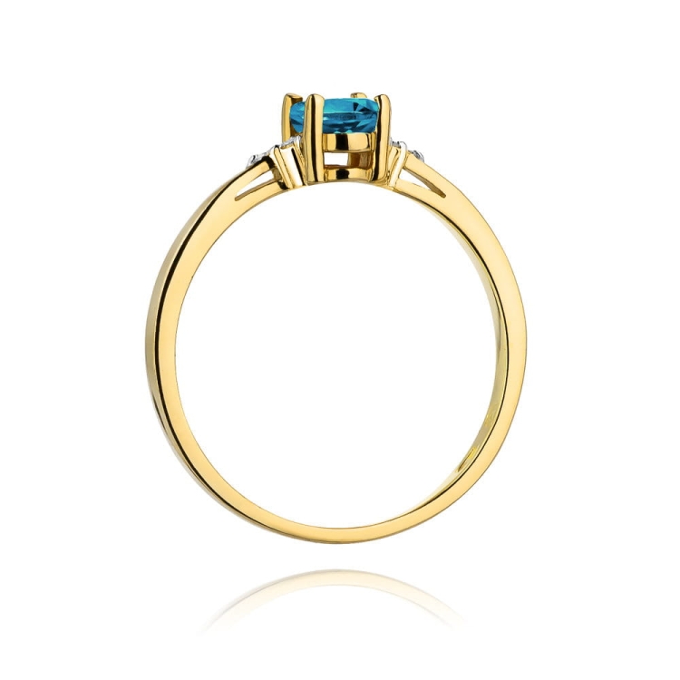 Pierścionek zaręczynowy z żółtego złota z topazem i diamentami 0,05ct Fire Of Love BW-301-topaz
