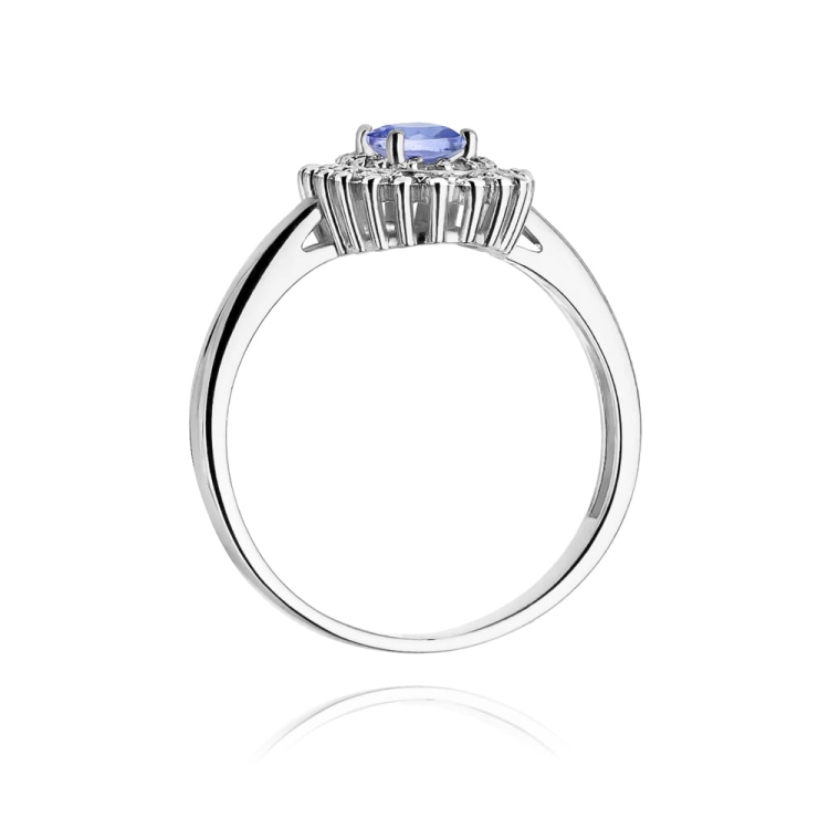Pierścionek zaręczynowy z białego złota z tanzanitem i diamentami 0,19ct Fire Of Love BW-303-tanzanit-b