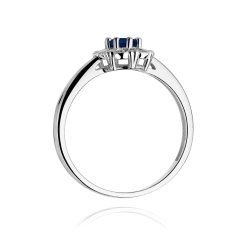 Pierścionek zaręczynowy z białego złota z szafirem i diamentami 0,07ct Fire Of Love BW-304-szafir-b