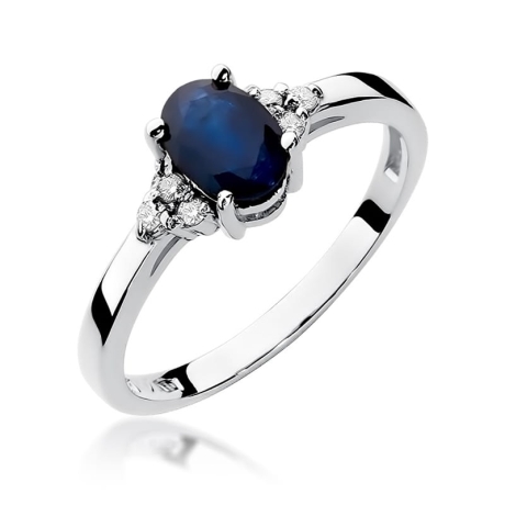 Przejdź do produktu Pierścionek zaręczynowy z białego złota z szafirem i diamentami 0,05ct Fire Of Love