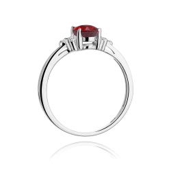 Pierścionek zaręczynowy z białego złota z rubinem i diamentami 0,05ct Fire Of Love BW-308-rubin-b