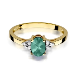 Pierścionek zaręczynowy z żółtego złota z szmaragdem i diamentami 0,05ct Fire Of Love  BW-308-szmaragd
