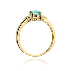 Pierścionek zaręczynowy z żółtego złota z szmaragdem i diamentami 0,05ct Fire Of Love  BW-308-szmaragd