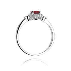 Pierścionek zaręczynowy z białego złota z rubinem i diamentami 0,10ct Fire Of Love BW-312-rubin-b