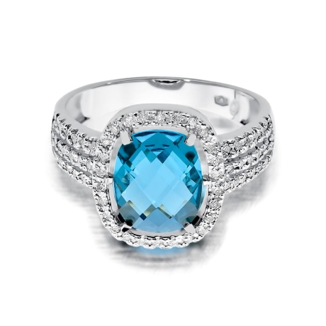 Przejdź do produktu Pierścionek zaręczynowy z białego złota z topazem i diamentami 0,31ct Fire Of Love 