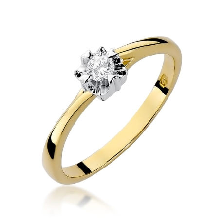 Przejdź do produktu Pierścionek zaręczynowy z żółtego złota z diamentem 0,10ct Fire Of Love