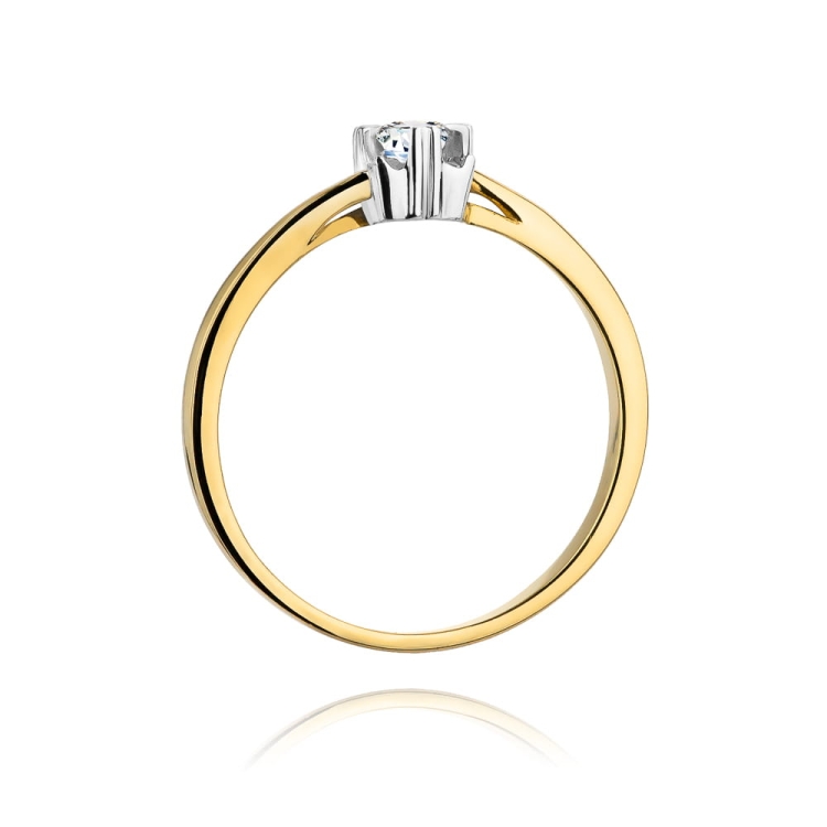 Pierścionek zaręczynowy z żółtego złota z diamentem 0,10ct Fire Of Love BW-318