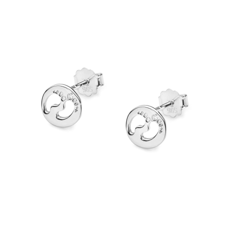 Przejdź do produktu Kolczyki z białego złota 585 z diamentami 0,01ct stópki The Diamonds 