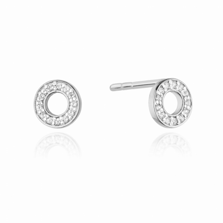 Przejdź do produktu Kolczyki z białego złota 585 z diamentami 0,13ct kółka The Diamonds