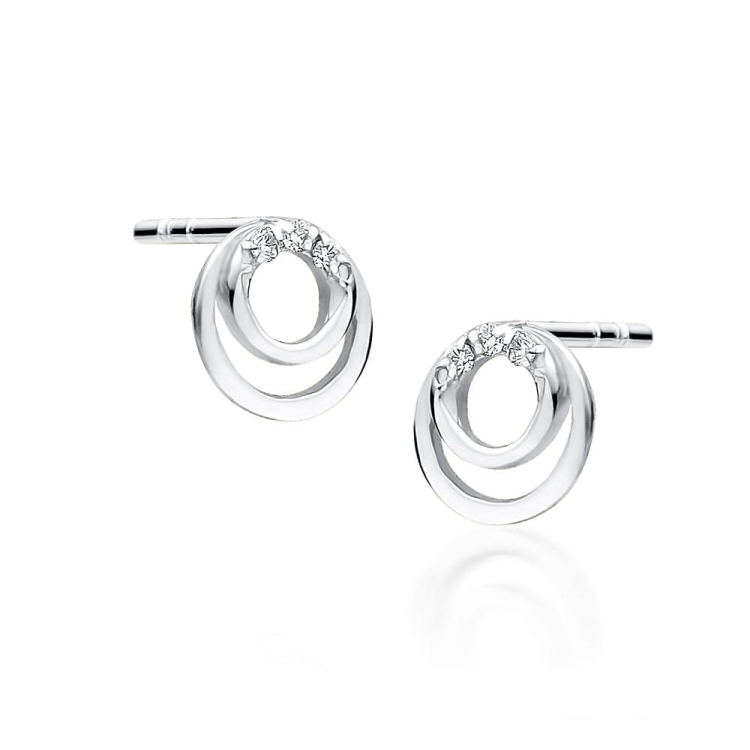 Kolczyki z białego złota 585 z diamentami 0,03ct The Diamonds  BCK-33-b