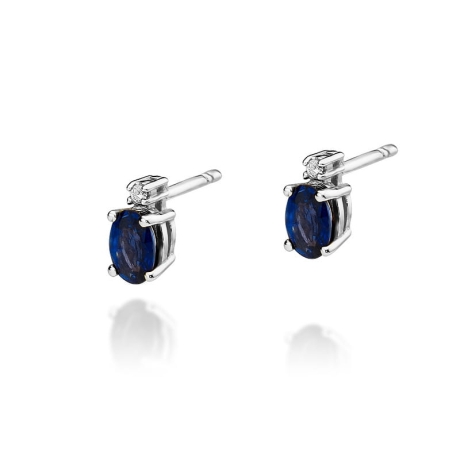 Przejdź do produktu Kolczyki z białego złota 585 z szafirem i diamentami 0,03ct The Diamonds