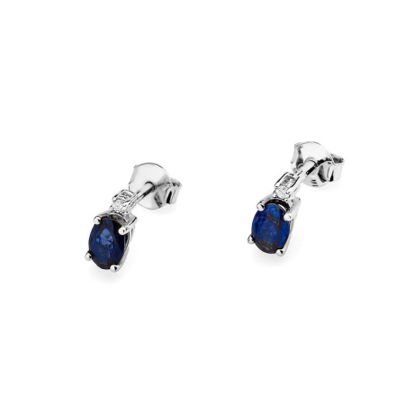 Przejdź do produktu Kolczyki z białego złota 585 z szafirem i diamentami 0,03ct The Diamonds