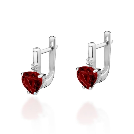 Przejdź do produktu Kolczyki z białego złota 585 z rubinem i diamentami 0,03ct The Diamonds